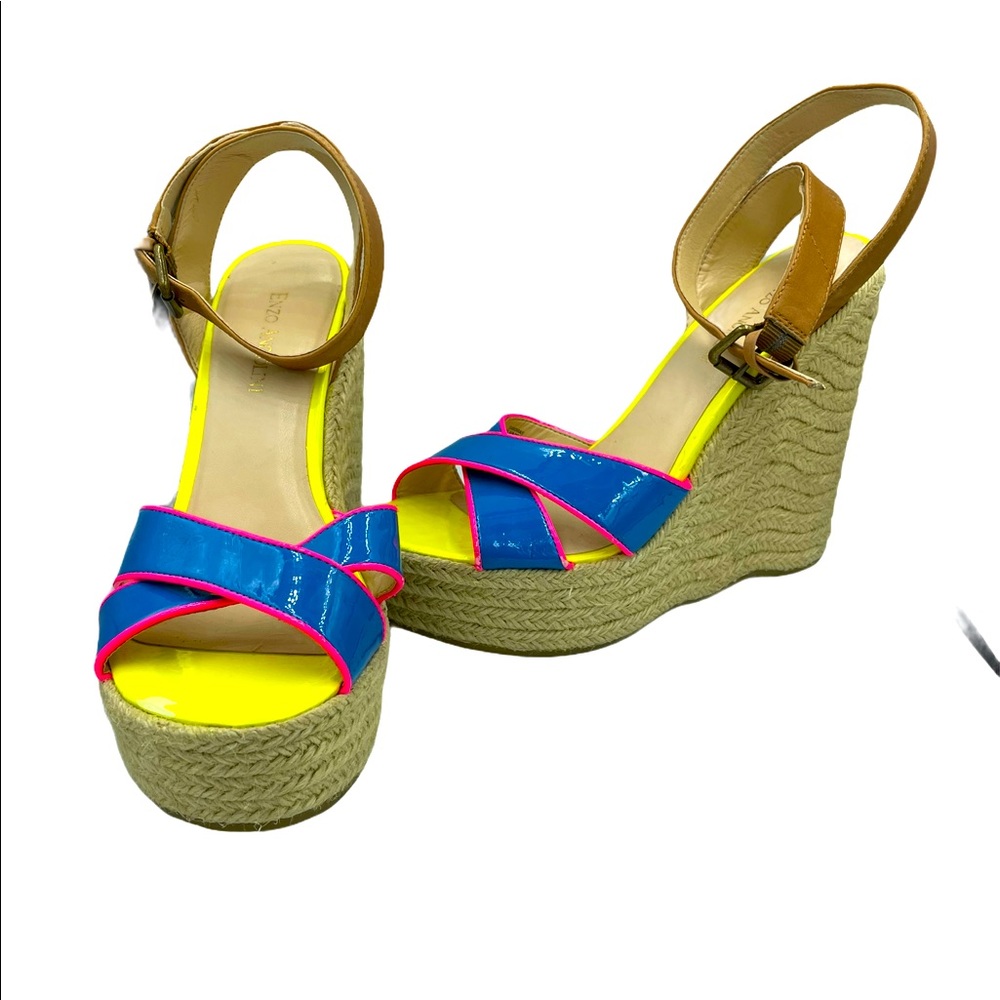 ENZO ANGIOLINI Neon Rope Wedge Heel
